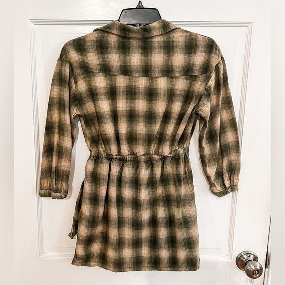 Zara Girls Plaid Side Tie Shirt Dress Size 10 - Picture 3 of 9